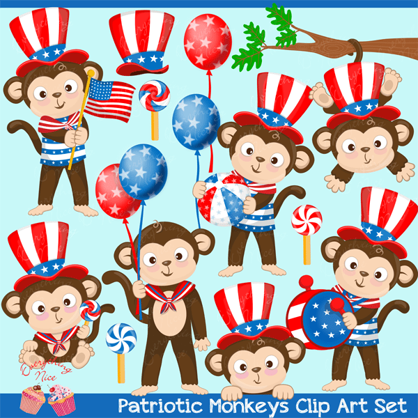 patriotic monkey clipart