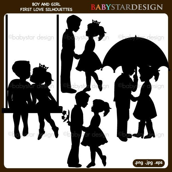 Boy And Girl First Love Silhouettes Clipart Mygrafico