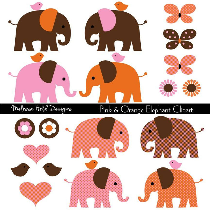 Pink Orange  Elephant Clipart Cliparts Melissa Held Designs    Mygrafico
