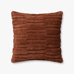 New Upholstered Throw Pillows Set of 2 18x18 Orange Tan Cream Stripe Design