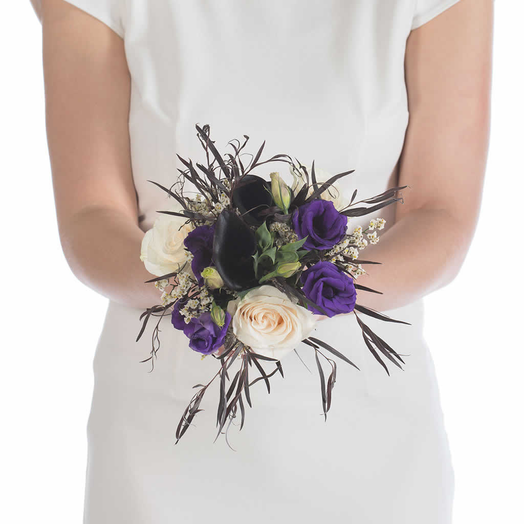 Purple Lisianthus And White Roses Bridesmaid Bouquet Blume Designed By Victoria Swarovski