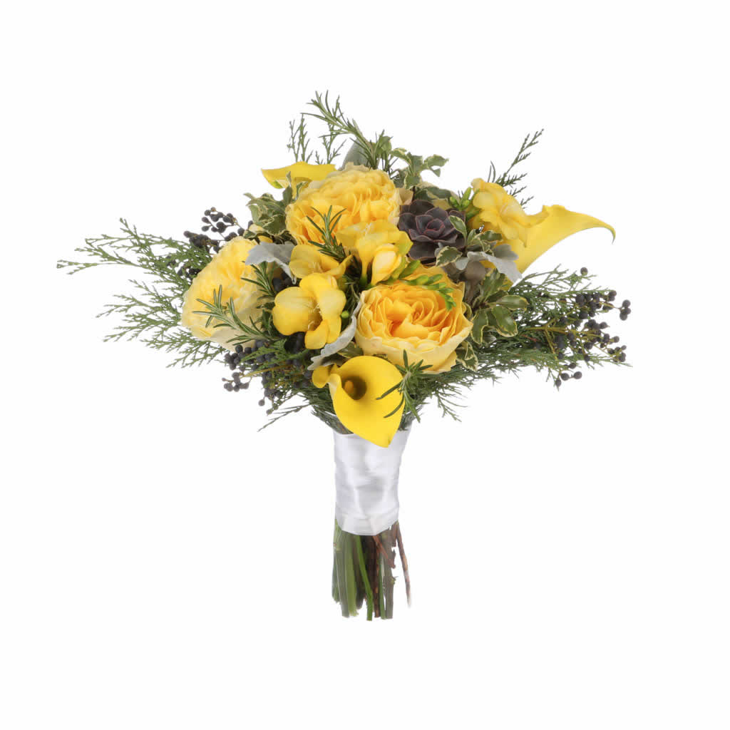 Yellow Garden Roses Yellow Callas Bridal Bouquet - Blume, designed by ...
