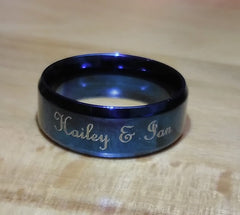 blue mens engraved ring