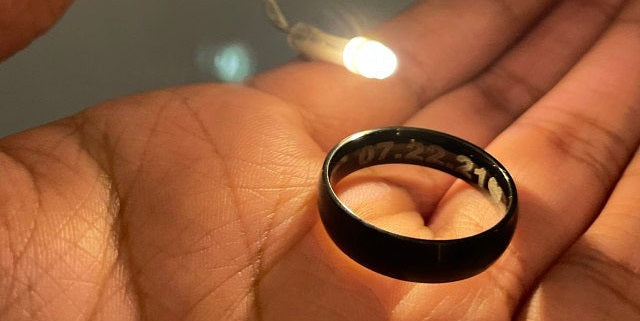black engraved mens promise ring