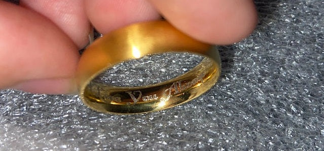 gold ip mens engraved promise ring