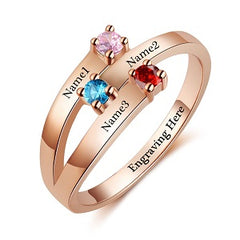 rose gold threee stone mothers ring