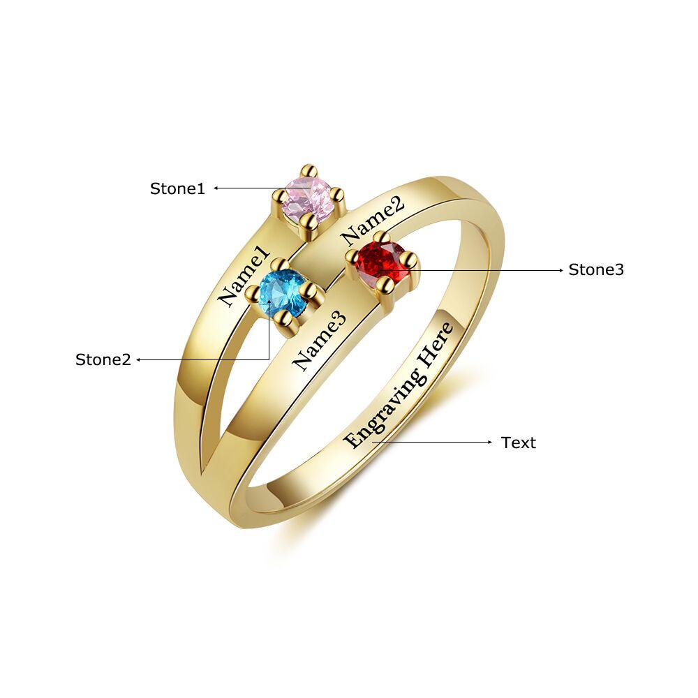 Sterling Silver and 14k Birthstone and Diamond Mother's Ring - Quality Gold