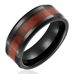 wood mens wedding band