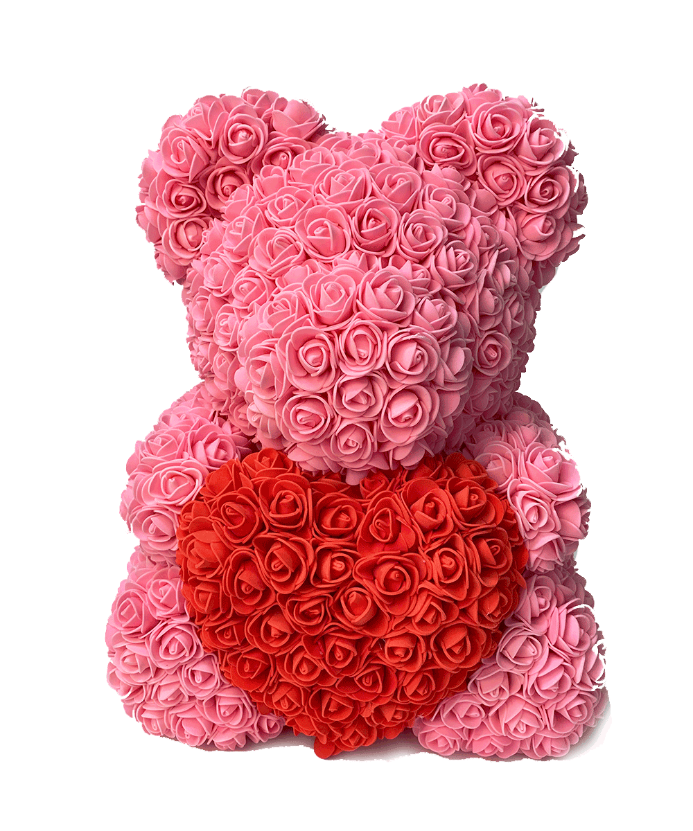 rose bear with real roses