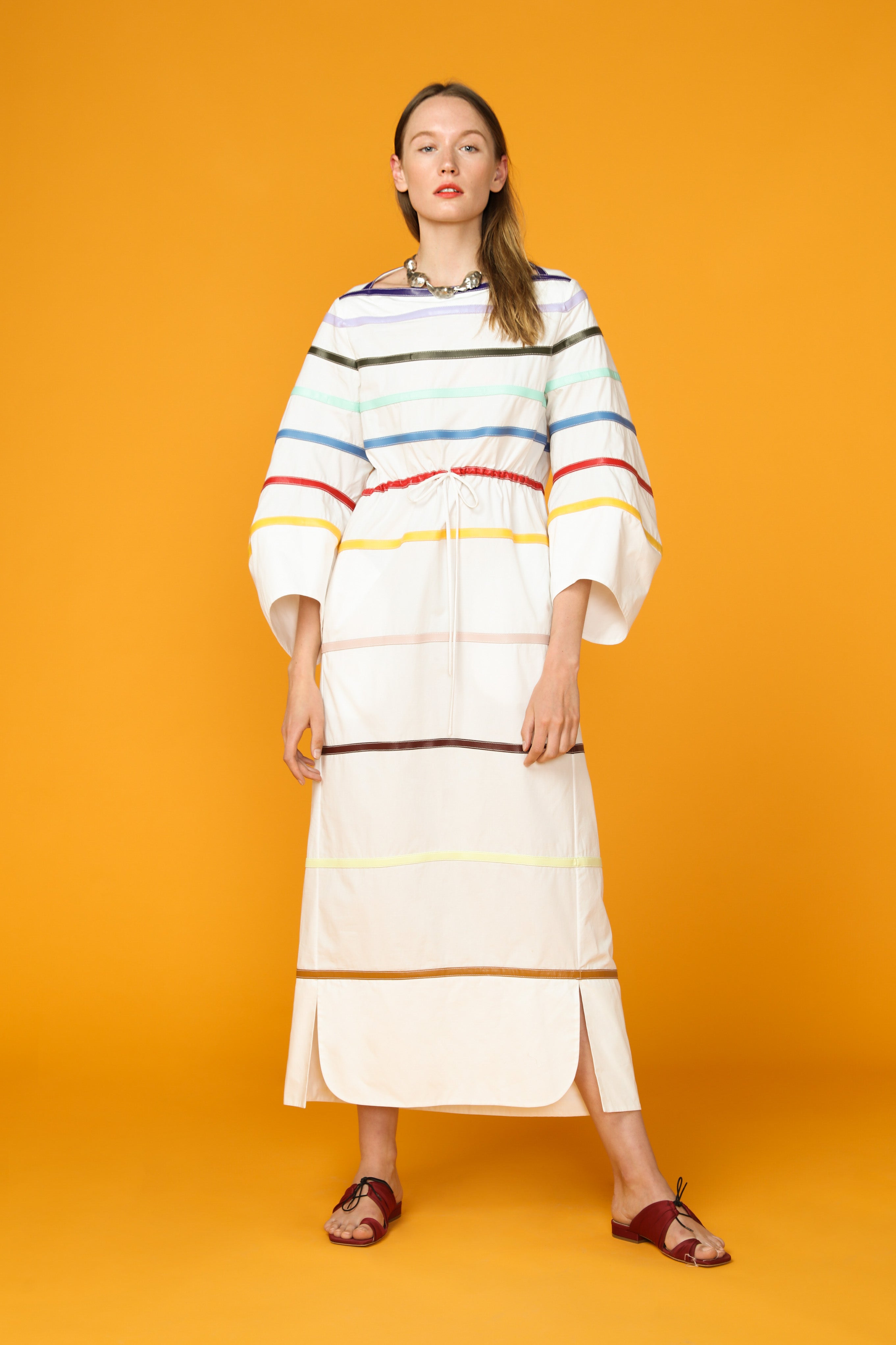 Rainbow Leather Caftan Dress