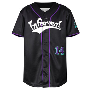 black and purple baseball jersey