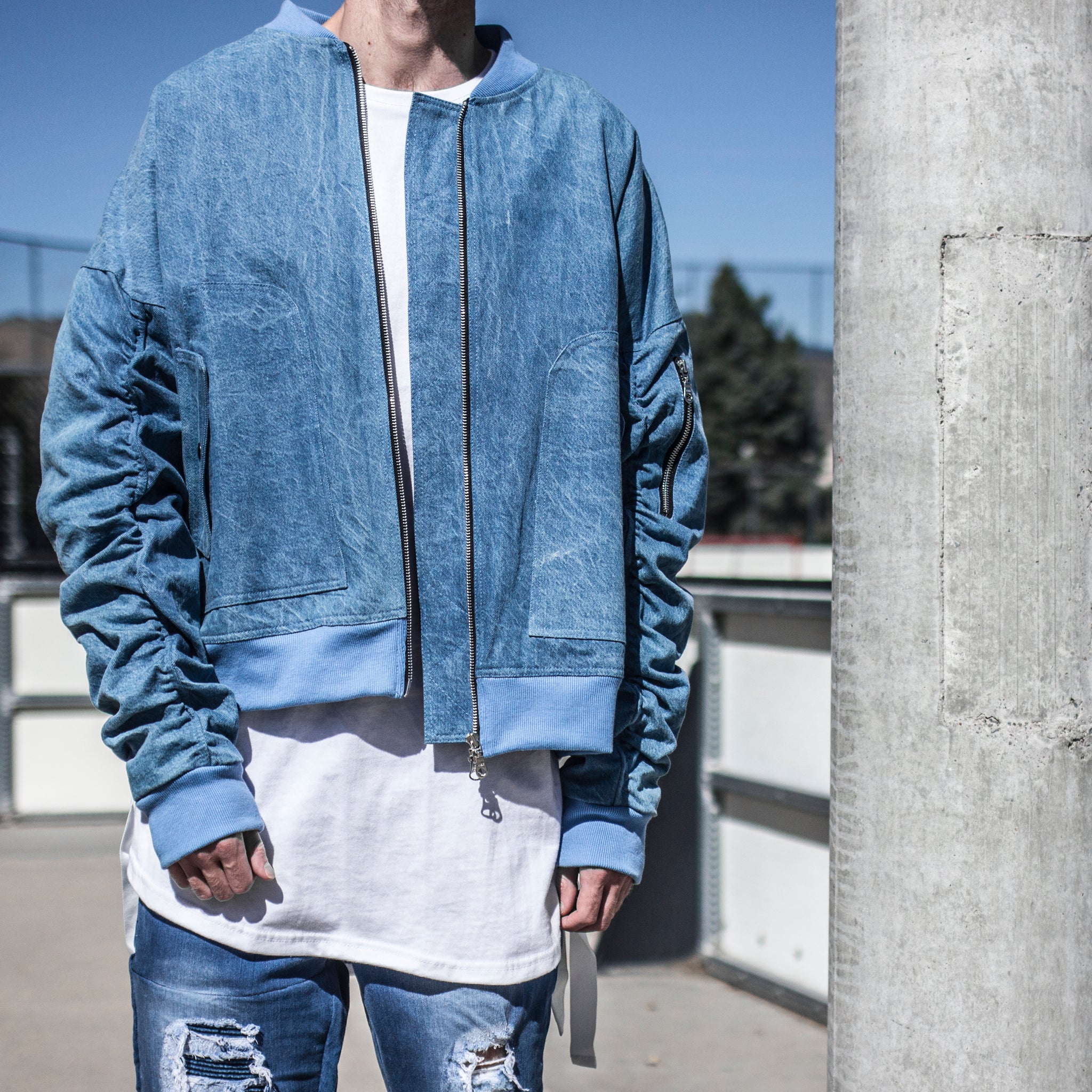 INFORMAL APPAREL | IA-1 Bomber Jacket : Light Blue Denim