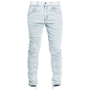 Spear Ankle Zip Jeans : Bleached Blue/White