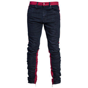 Spear Ankle Zip Jeans : Indigo/Crimson