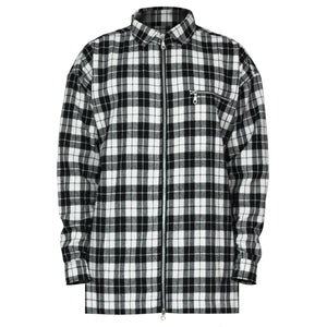 Zipup Longsleeve : White/Black Flannel