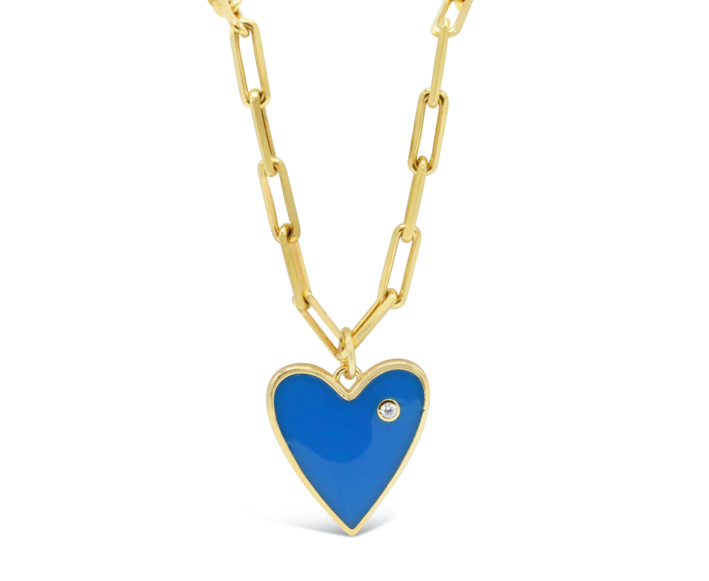 blue heart gold necklace