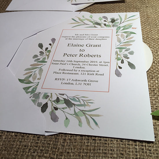 Personalised Wedding Invitation Fauna Watercolour Personalised Wedding