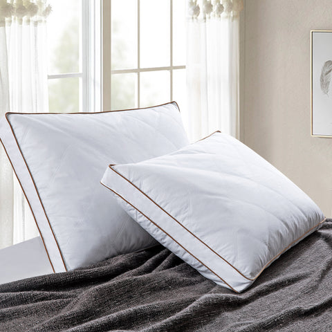 2 Pack Medium Firm Feather Pillows For Side and Back Sleepers