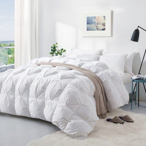 Puredown Luxury White Goose Down Comforter with Baffle Box Construction