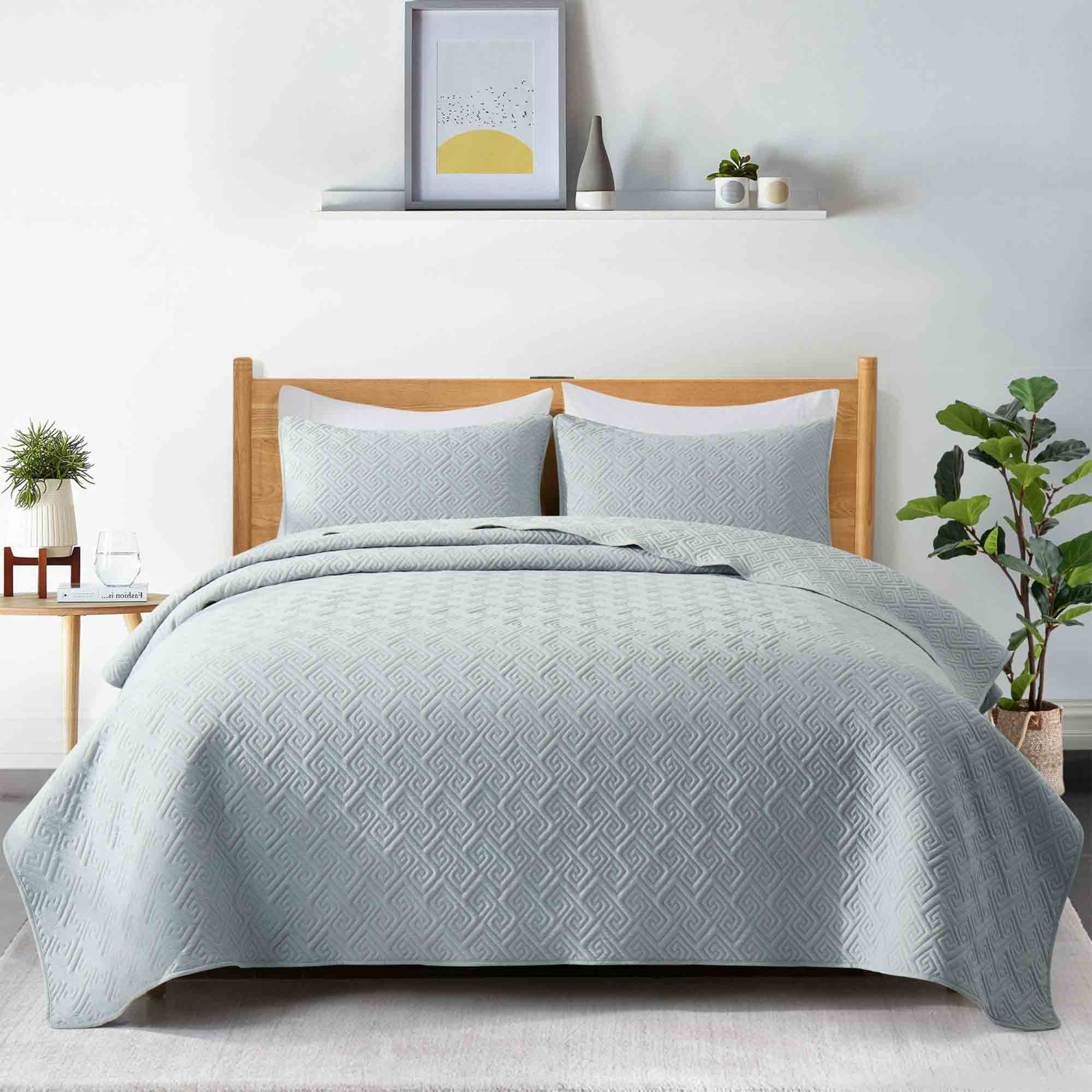 3 Piece Coverlet Set Lightweight Quilted Bed Coverlet Set with Shams ...