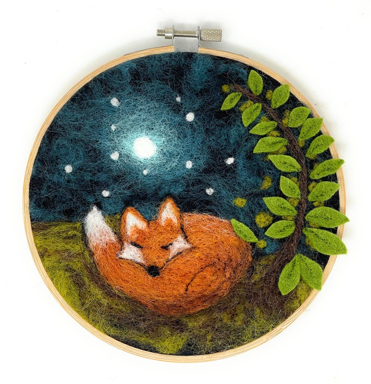 The Crafty Kit Company - Paint with Wool: Sleepy Fox in a Hoop Needle Felt Craft Kit