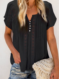Button Up Short Sleeve Blouse Top