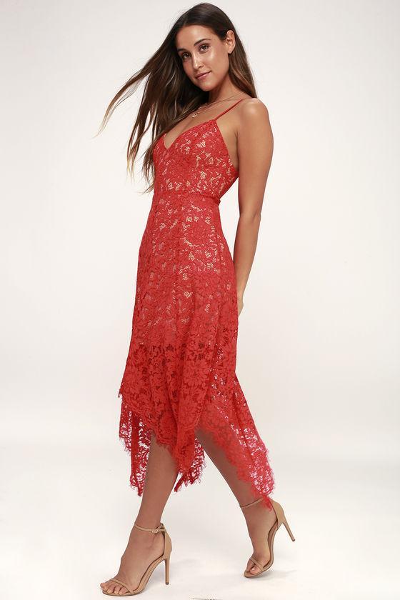 one wish burgundy lace midi dress