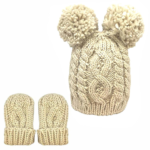 Cable Knit Hat and Mitten Set 0
