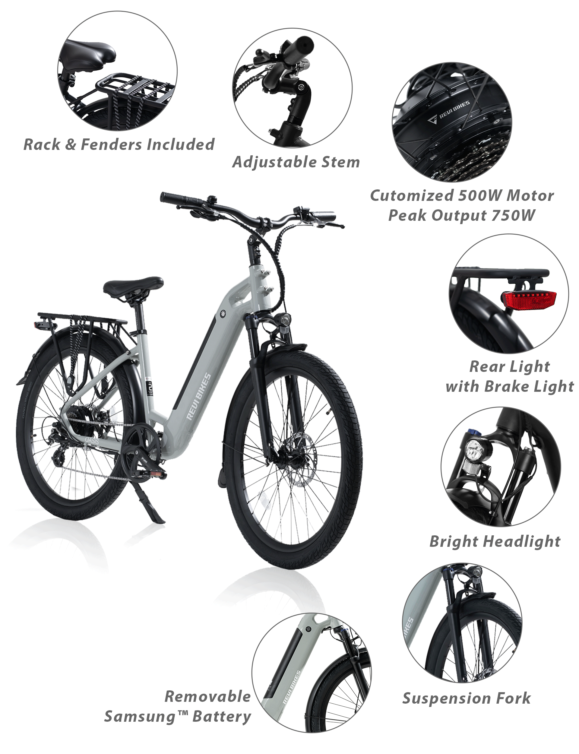 revibikes oasis commuter bike city ebike step through electric bikes 48v 500w pedal assist bike motor power