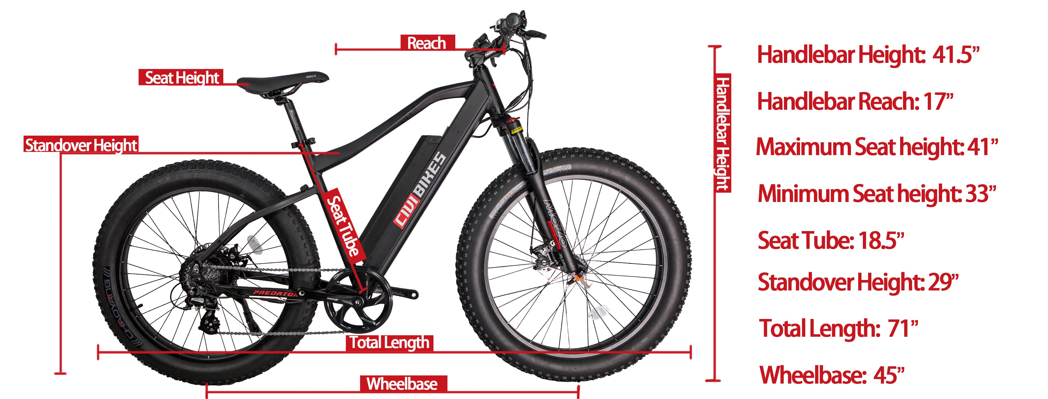 predator bike size chart diagram