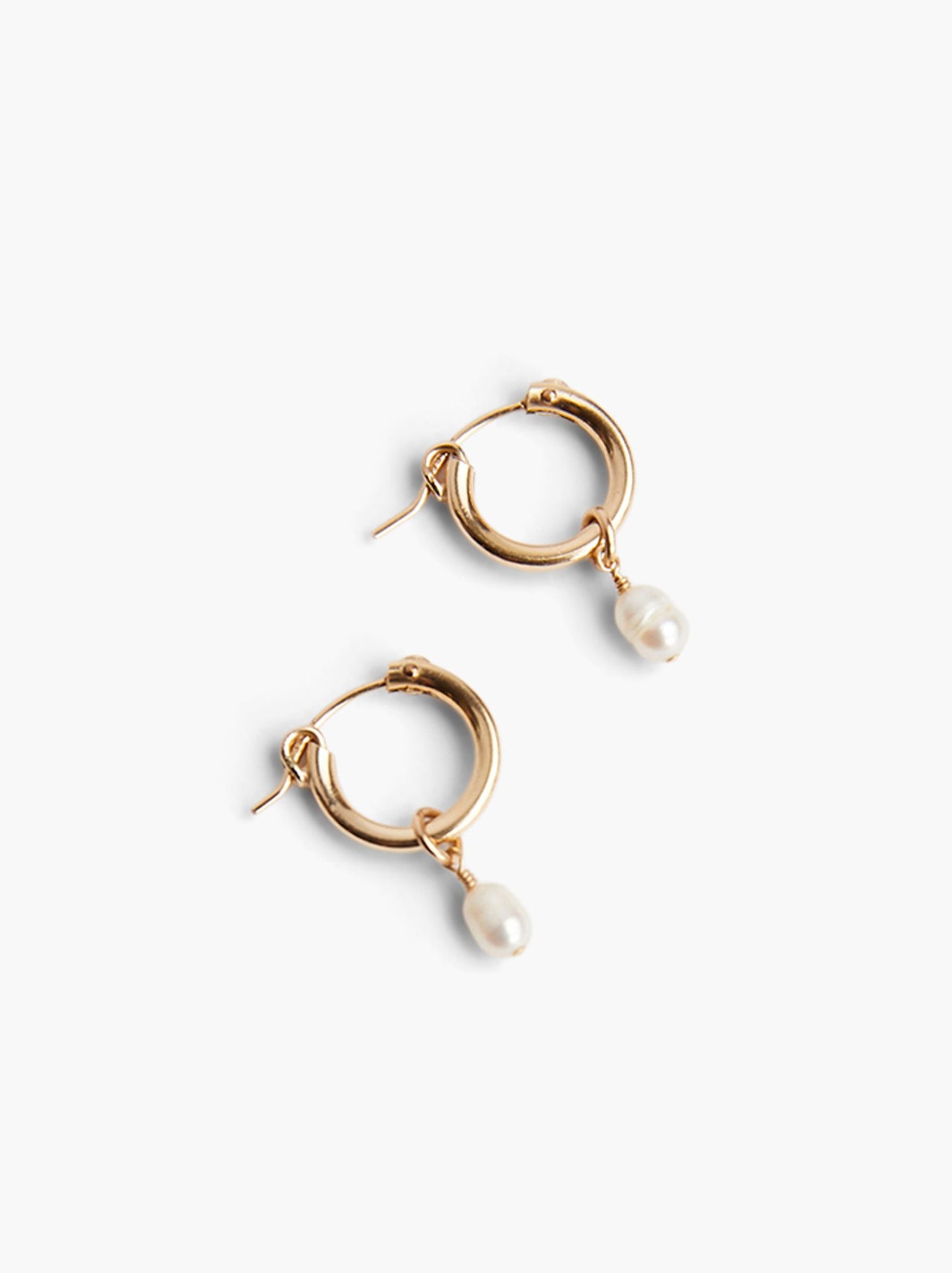 ABLE - Pearl Huggie Hoops - Gold-filled