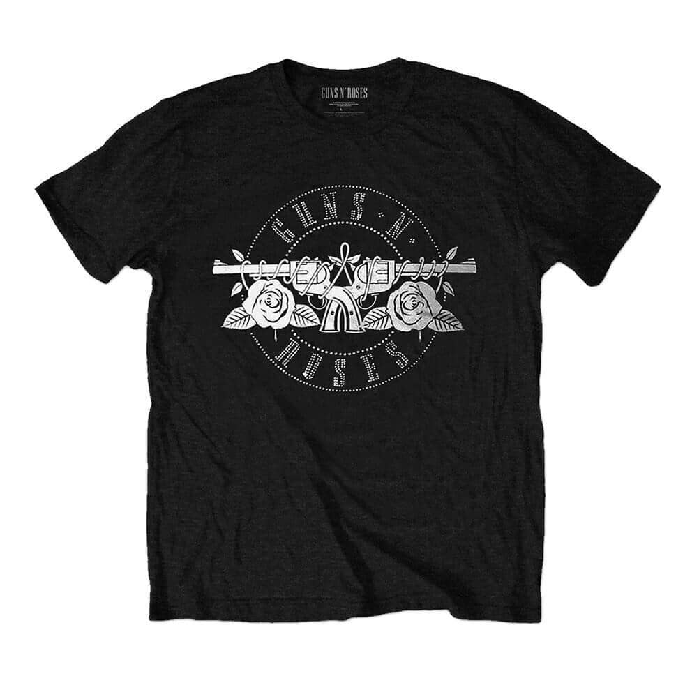 Men's Guns N' Roses Circle Logo Black Diamante T-Shirt | Retro Styler