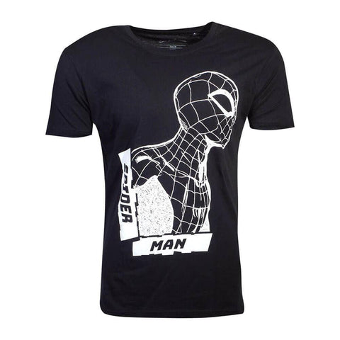 Unisex Spider-Man Side View Spidey Black Crew Neck T-Shirt | Retro Styler