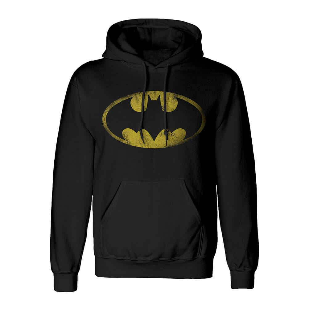 DC Comics Batman Distressed Logo Black Hoodie | Retro Styler