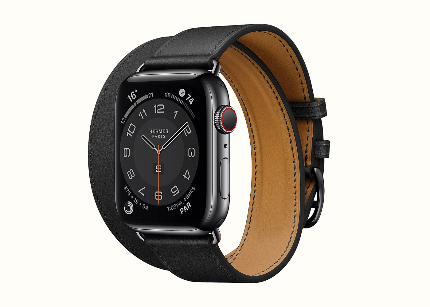 Hermès Double Tour Apple Watch Band in Black on Series 8