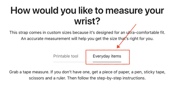 Apple Watch band sizing chart