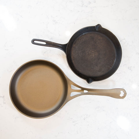 Solidteknics wrought iron pan with cast iron skillet