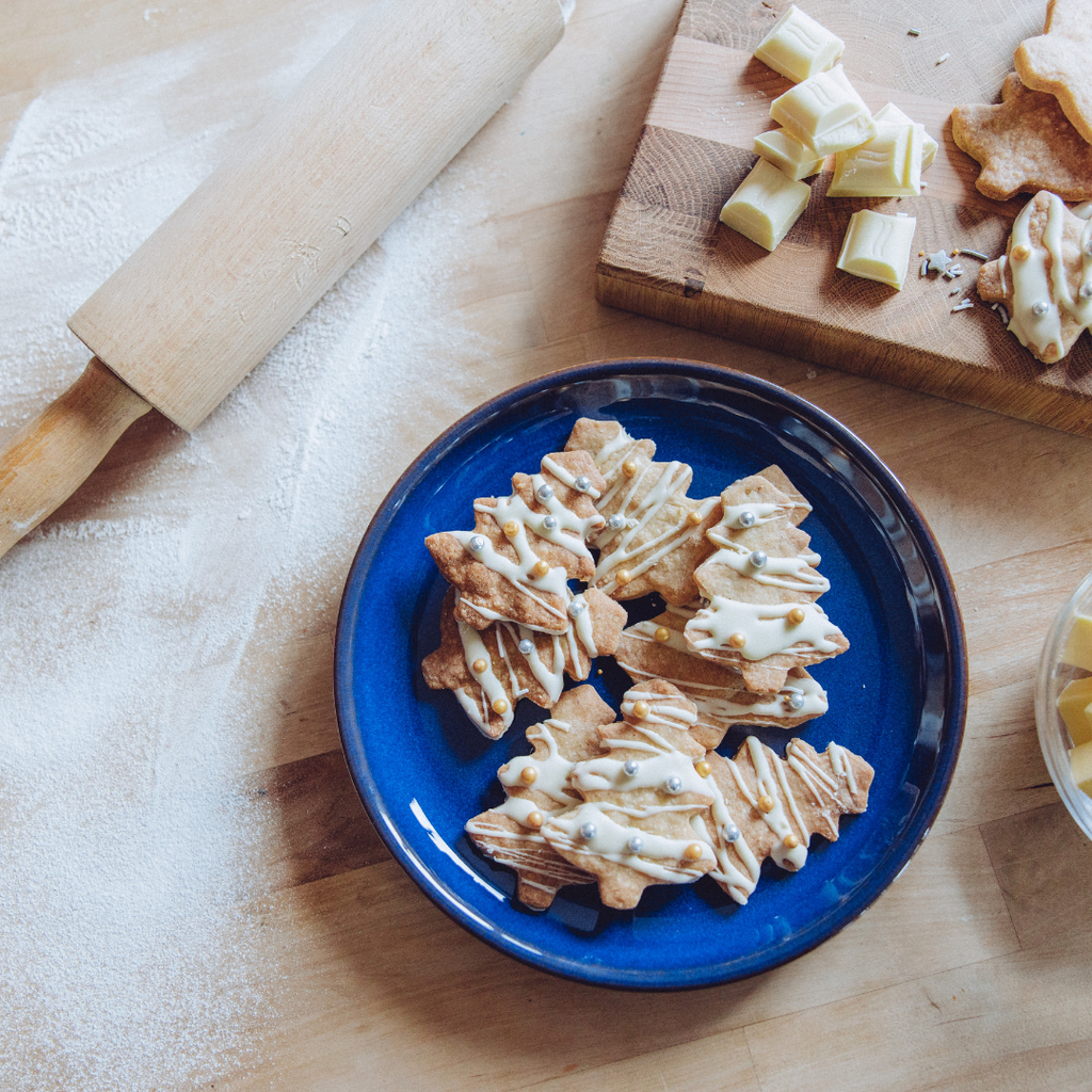 Gently spiced shortbread Christmas tree biscuits