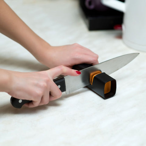 Pull-through knife sharpener