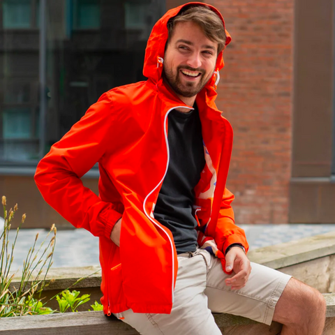 Labo mono bright red waterproof lightweight all weather jacket