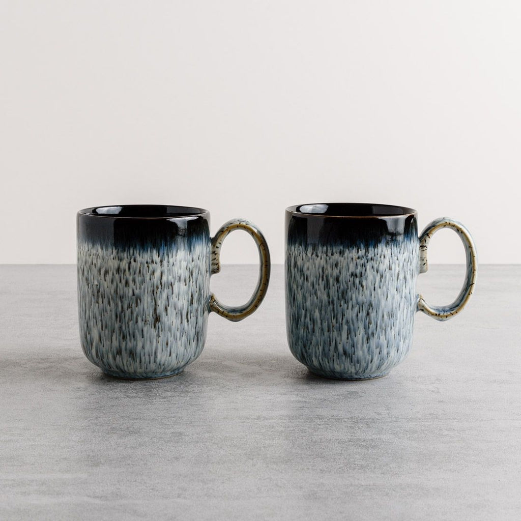 Denby ceramic glazed halo speckle mug set