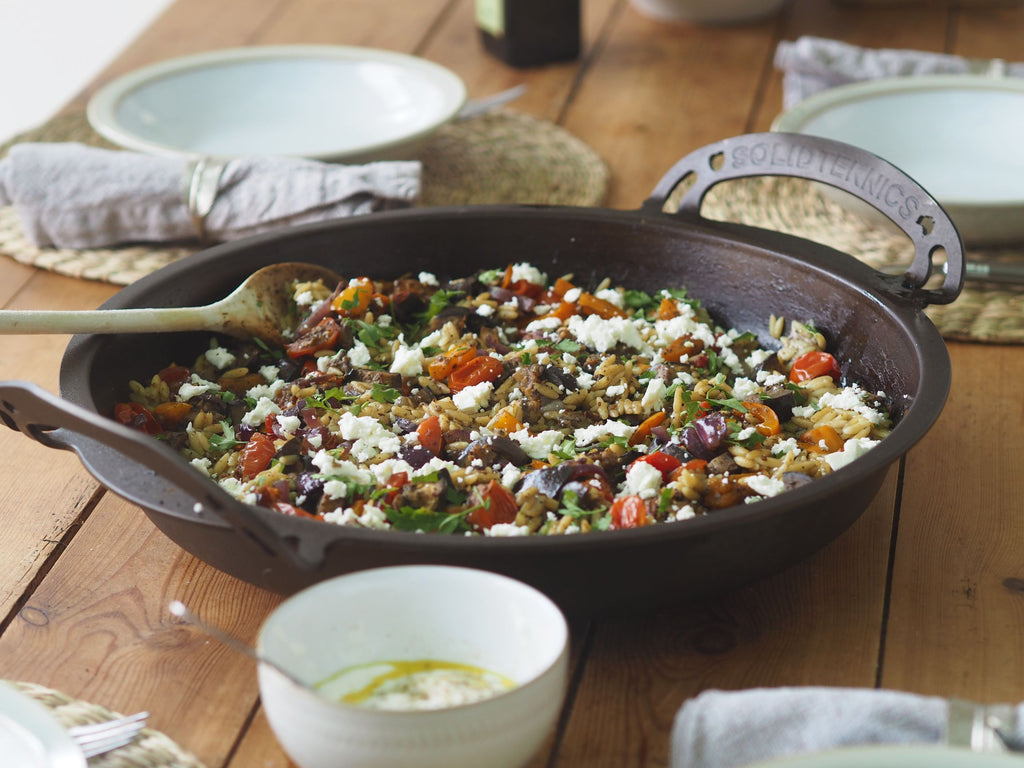 Roasted vegetable orzo all in one recipe