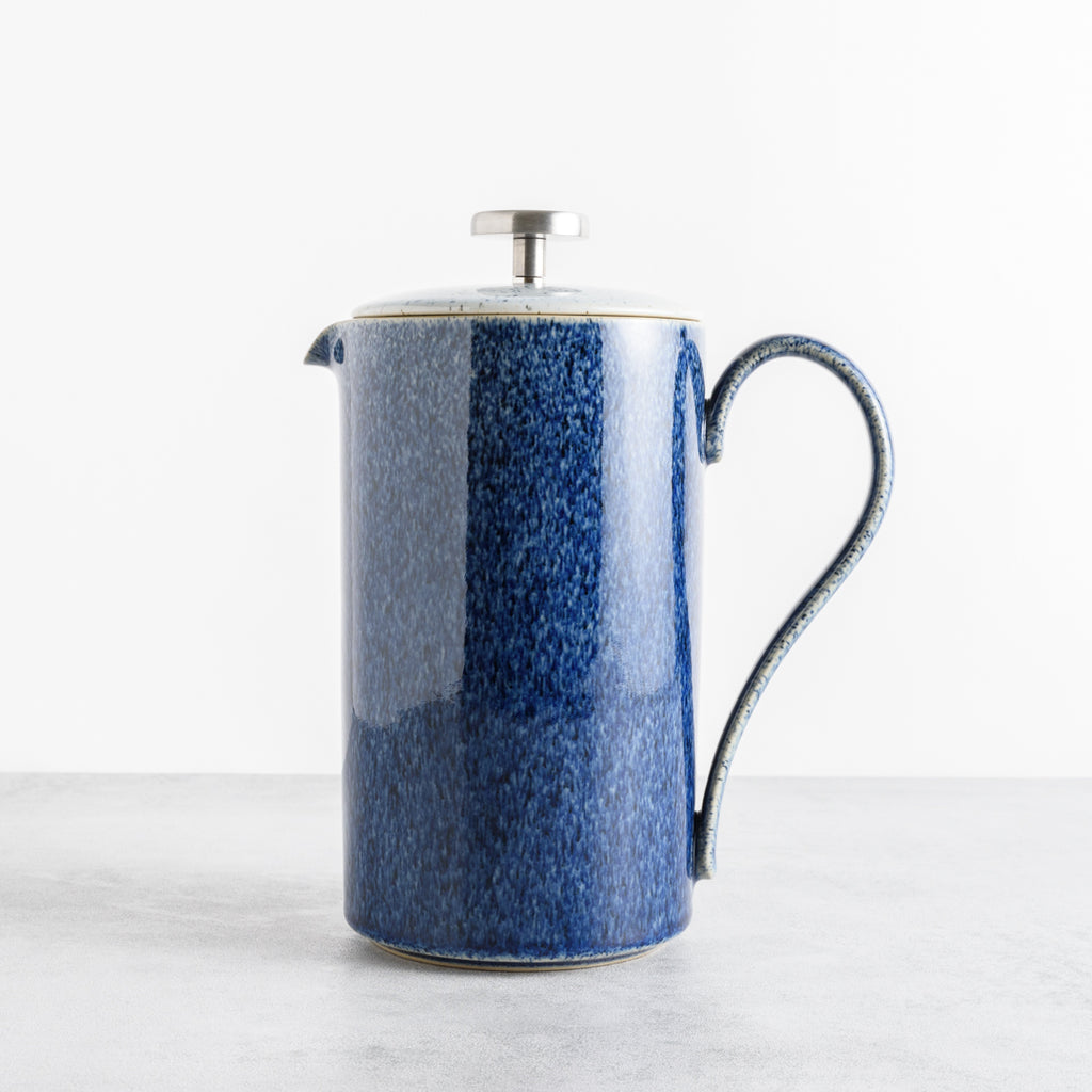 Denby speckled ceramic blue cafetiere chip stain resistant