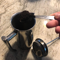 Mark from London loves making his daily coffee with his french press. 