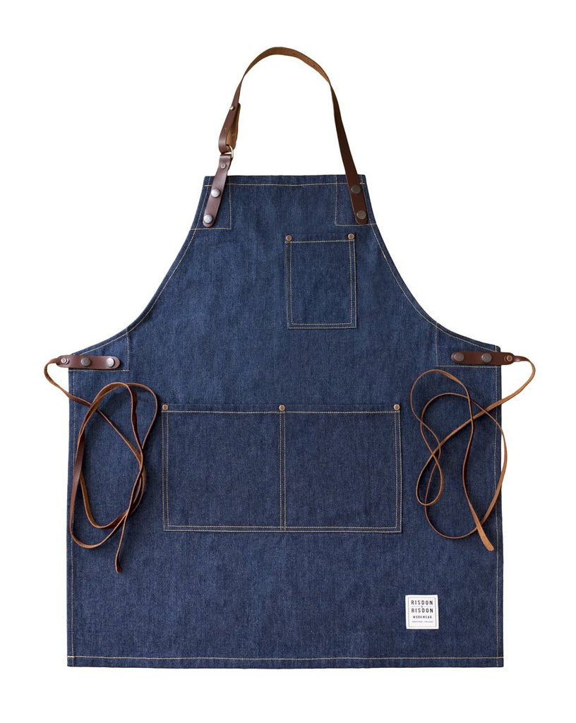 Denim leather durable sustainable apron craft cooking apron