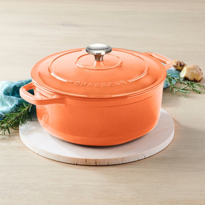 Enamelled Cast Iron Round Dutch Oven, Tangerine By Chasseur | Size: 20 cm / 2.3 ltr