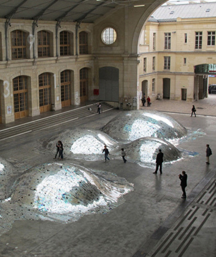 Discarded CD art installation in France