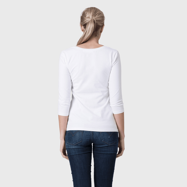 The White T-Shirt Company Women's Fitted 3/4 Sleeve Scoop Neck ...