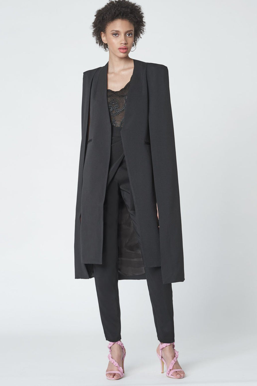 Black Maxi Cape Blazer – Lavish Alice