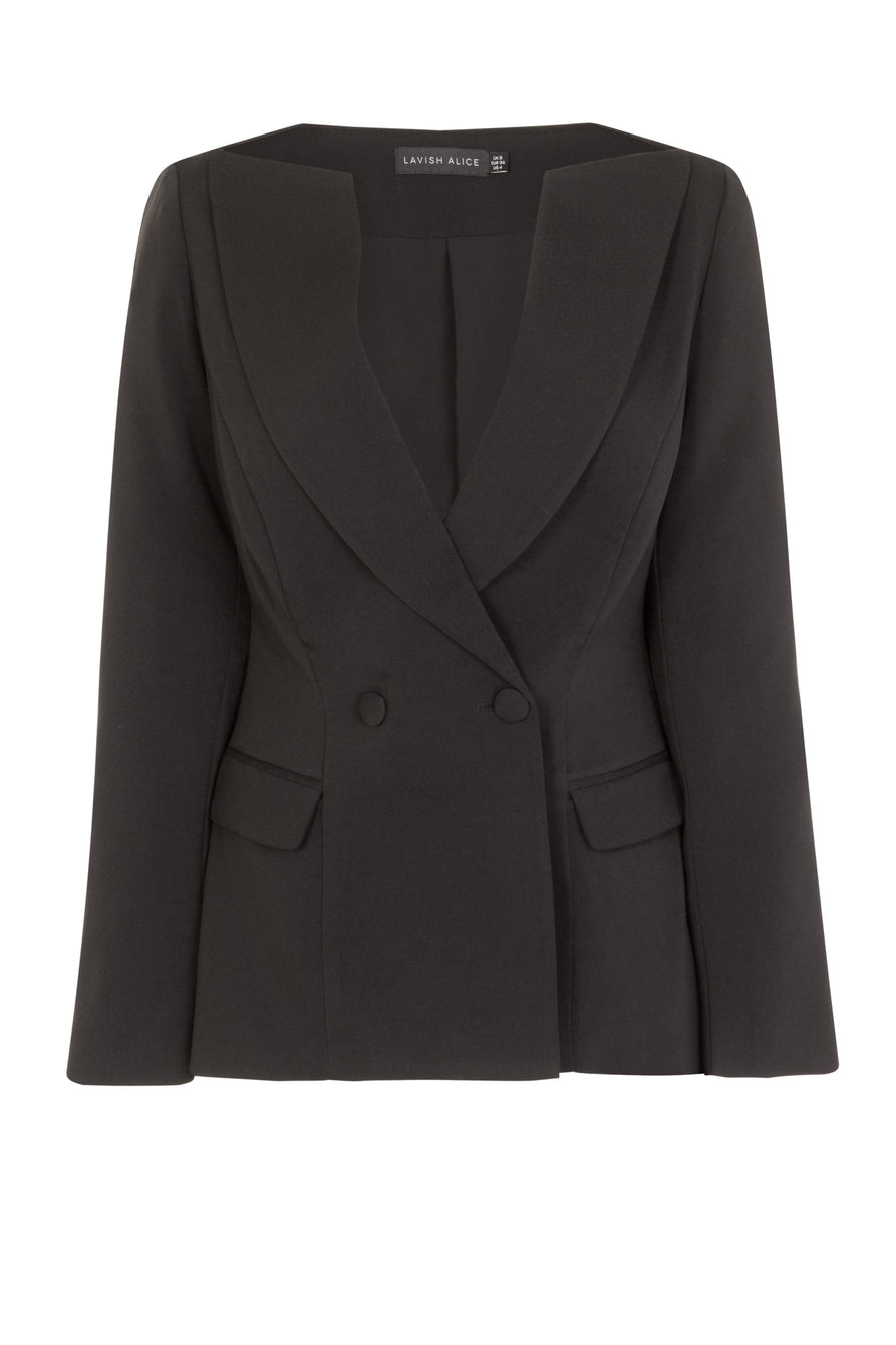 Double Breasted Tailored Blazer In Black – Lavish Alice